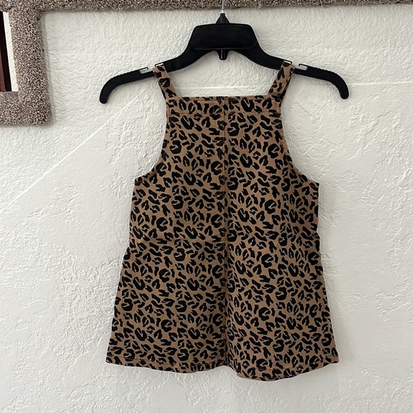 RAINBOW POT Leopard Print Bib Dress Denim Girls Size 5 - Picture 3 of 10